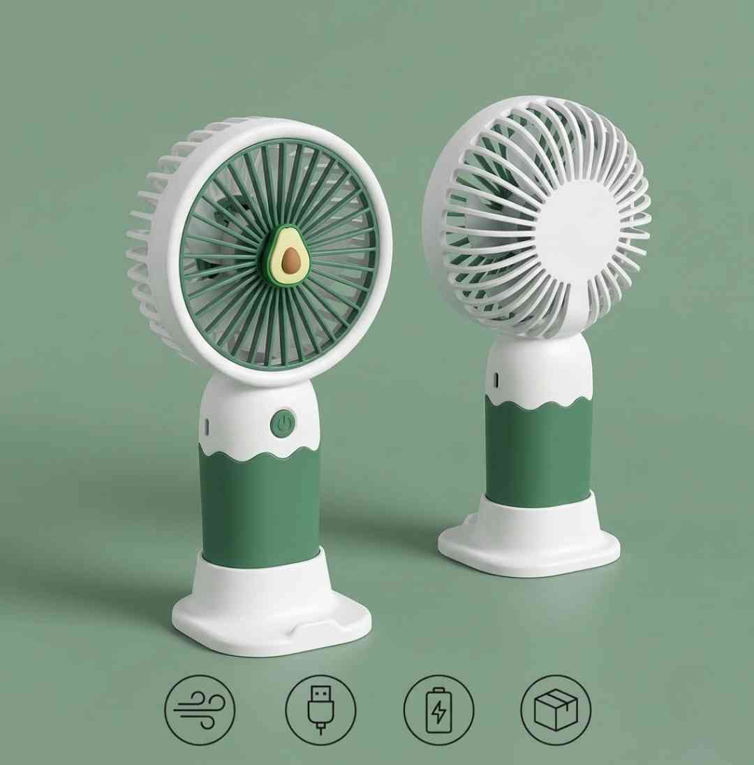 Cute Mini Portable Rechargeable Fan with Detachable Dock – USB Handheld & Desktop Cooling Fan